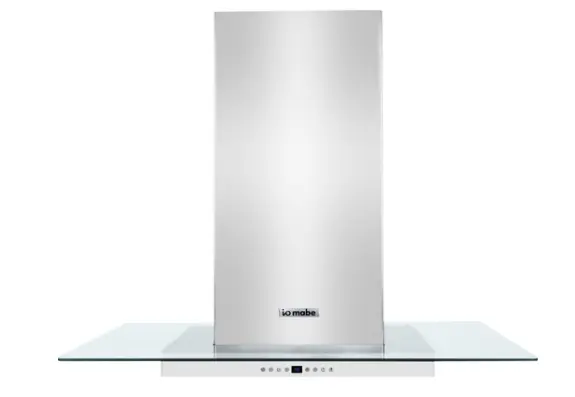 CAMPANA DE ISLA 100CM, CON VIDRIO DECORATIVO CURVO ACERO INOX. 