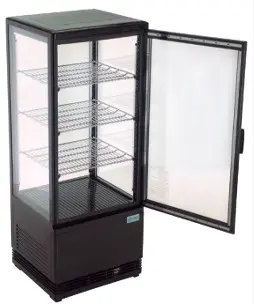 REFRIGERADOR PANORÁMICO PUERTA RECTA, MEDIDAS: 42.8 X 38.6 X 96 CM 