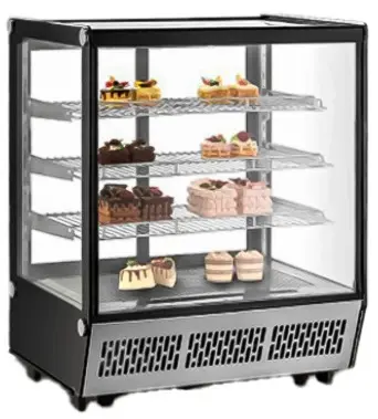 VITRINA REFRIGERADA CRISTAL RECTO - 4 NIVELES, MEDIDAS: 70.2 × 56.8 × 88.6 CM  